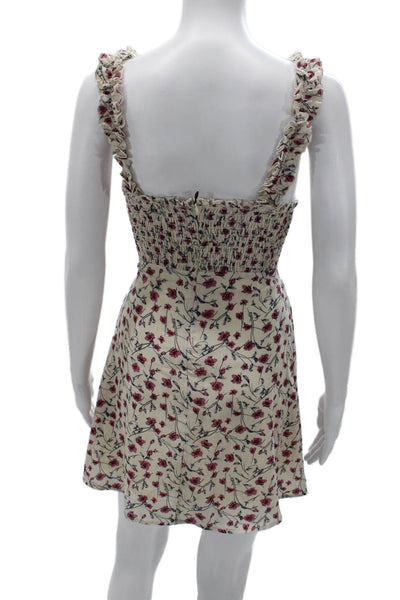 Nasty Gal Women A-Line Floral Beige Sweetheart Sleeveless Dress Size 8
