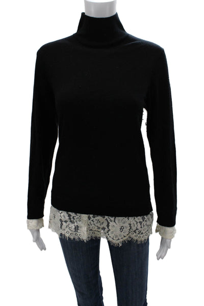 Joie Women Black Turtleneck Pullover Sweater Long Sleeve Nylon Size M