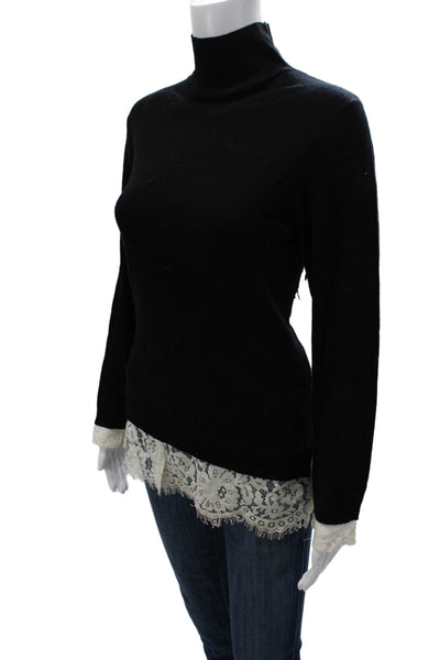 Joie Women Black Turtleneck Pullover Sweater Long Sleeve Nylon Size M