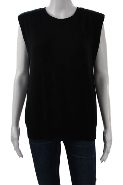 BR Womens Black Cashmere Sleeveless Vest Round Neck Solid Size S