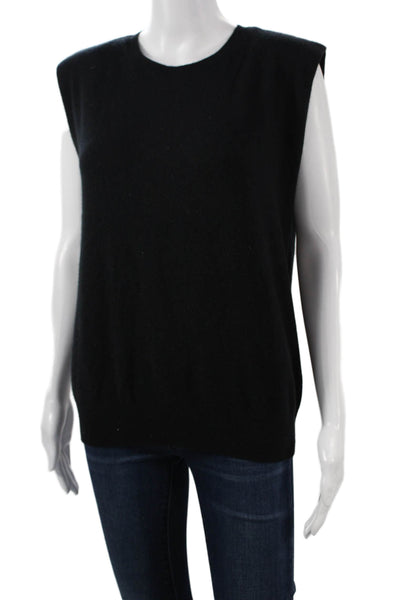 BR Womens Black Cashmere Sleeveless Vest Round Neck Solid Size S