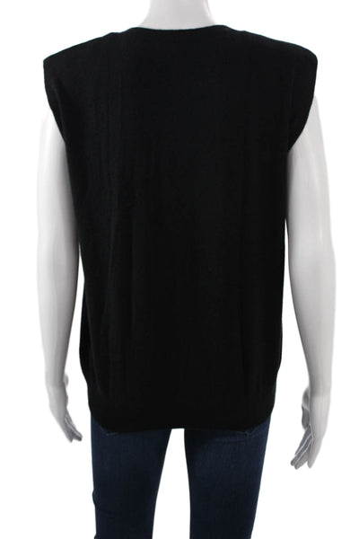 BR Womens Black Cashmere Sleeveless Vest Round Neck Solid Size S