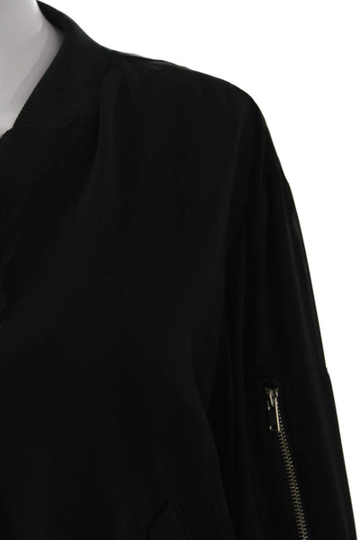 Zara Womens Bomber Jacket Black Zip Polyester Blend Long Sleeve Size S