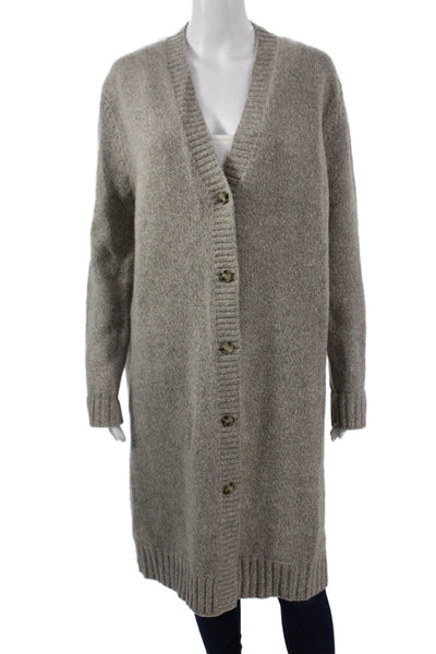 Zara Women Cardigan Wool V-Neck Gray Size S