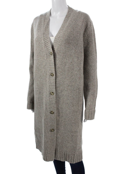 Zara Women Cardigan Wool V-Neck Gray Size S