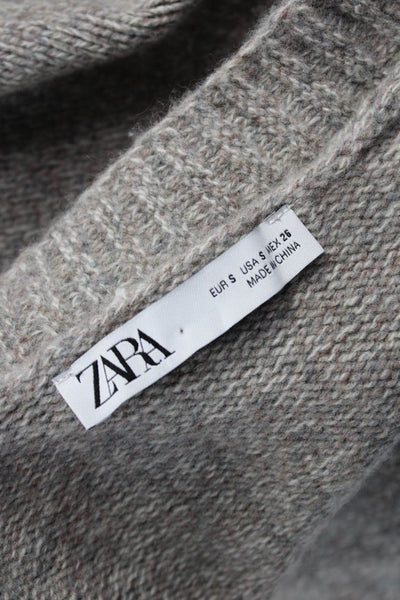 Zara Women Cardigan Wool V-Neck Gray Size S