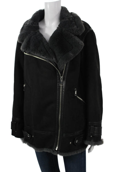 Zara Womens Biker Jacket Black Long Sleeve Zip Polyester Size S