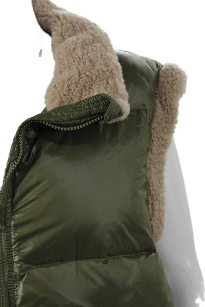 Heartloom Women Puffer Jacket Green Nylon Sleeveless Zip Size S