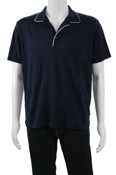 Scotch & Soda Mens Cotton Short Sleeve Collared Polo Shirt Blue Size L