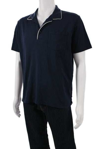 Scotch & Soda Mens Cotton Short Sleeve Collared Polo Shirt Blue Size L