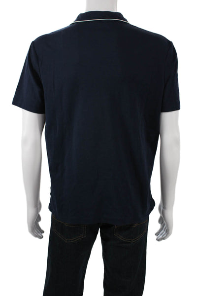 Scotch & Soda Mens Cotton Short Sleeve Collared Polo Shirt Blue Size L