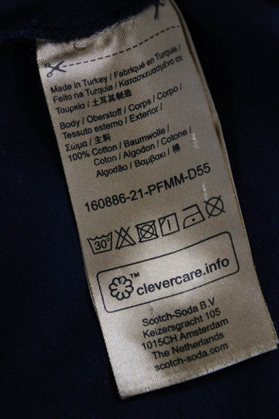 Scotch & Soda Mens Cotton Short Sleeve Collared Polo Shirt Blue Size L