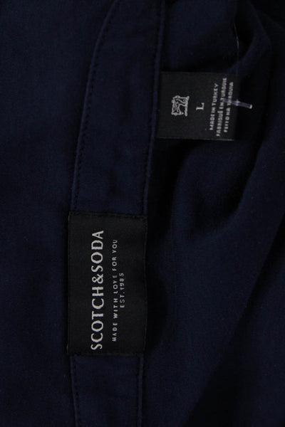 Scotch & Soda Mens Cotton Short Sleeve Collared Polo Shirt Blue Size L