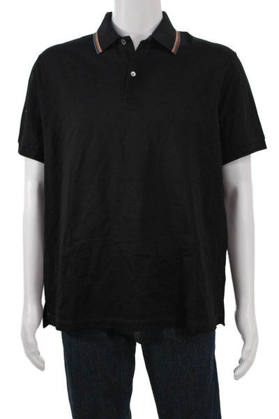 Paul Smith Mens Cotton Collared Short Sleeve Polo Shirt Black Size XL
