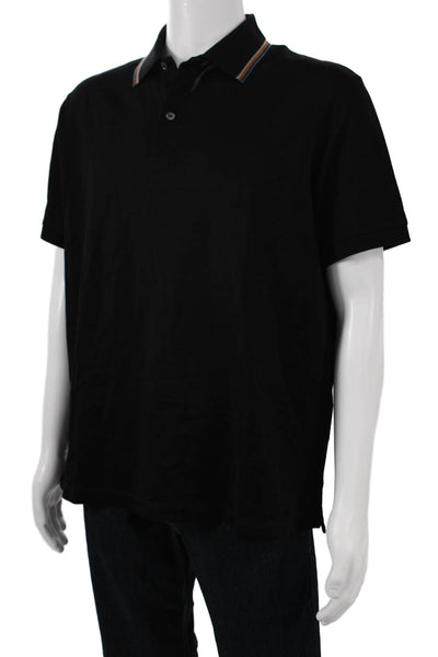 Paul Smith Mens Cotton Collared Short Sleeve Polo Shirt Black Size XL