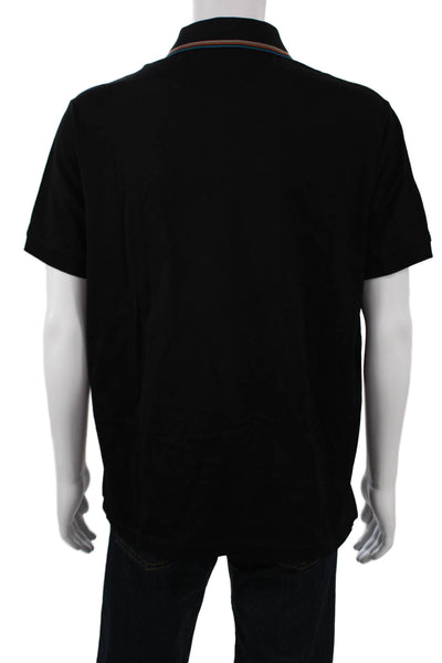 Paul Smith Mens Cotton Collared Short Sleeve Polo Shirt Black Size XL