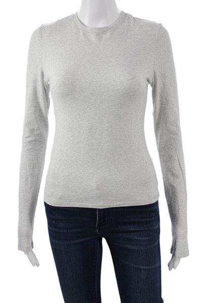 Skims Women Basic Gray Long Sleeve Crew Neck Cotton T-Shirt Size M