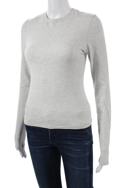 Skims Women Basic Gray Long Sleeve Crew Neck Cotton T-Shirt Size M