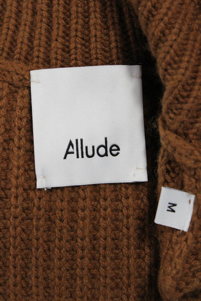 Allude Women Brown Wool Turtleneck Sweater Vest Sleeveless Size M