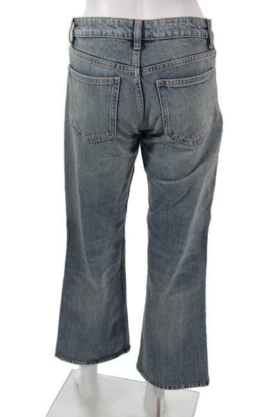 Zara Womens Blue Bootcut Jeans Denim Mid Rise Button Size 0