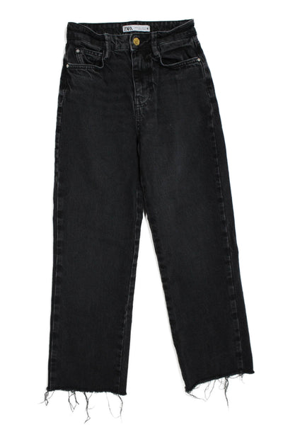Zara Womens Cropped Black Denim Jeans Size 0