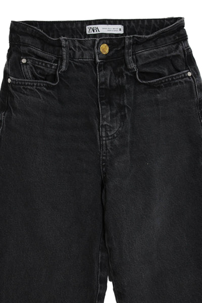 Zara Womens Cropped Black Denim Jeans Size 0