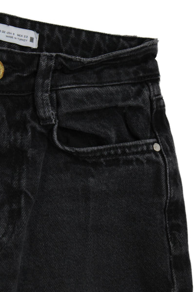 Zara Womens Cropped Black Denim Jeans Size 0