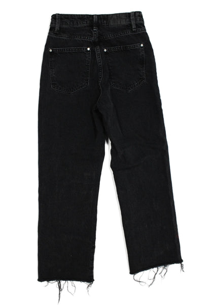 Zara Womens Cropped Black Denim Jeans Size 0