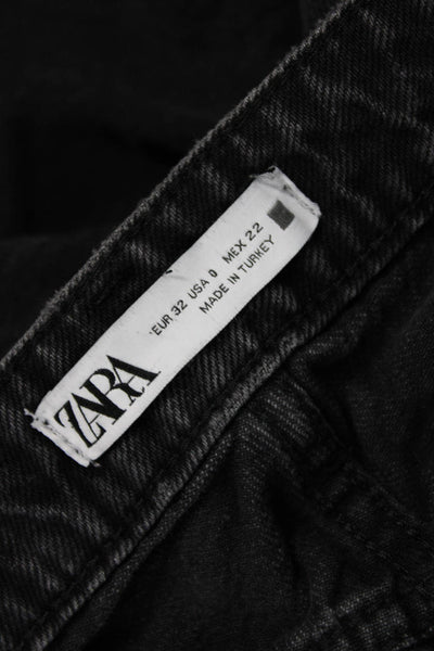 Zara Womens Cropped Black Denim Jeans Size 0