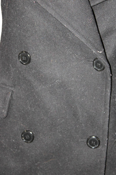 Club Monaco Women Pea Coat Black Wool Blend Button Closure Size XS