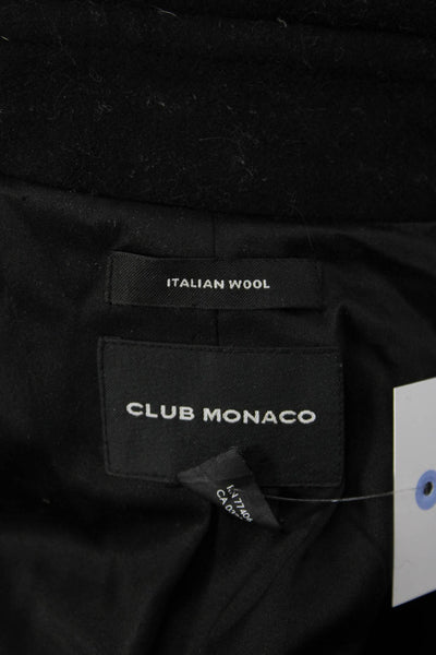 Club Monaco Women Pea Coat Black Wool Blend Button Closure Size XS