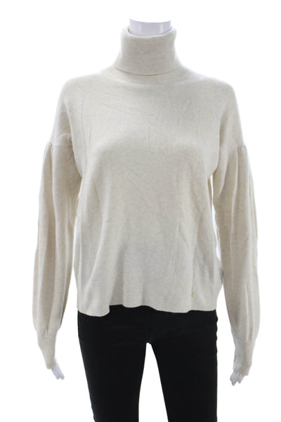 Club Monaco Women Pullover Cashmere Blend Turtleneck Ivory Long Sleeve Size XS