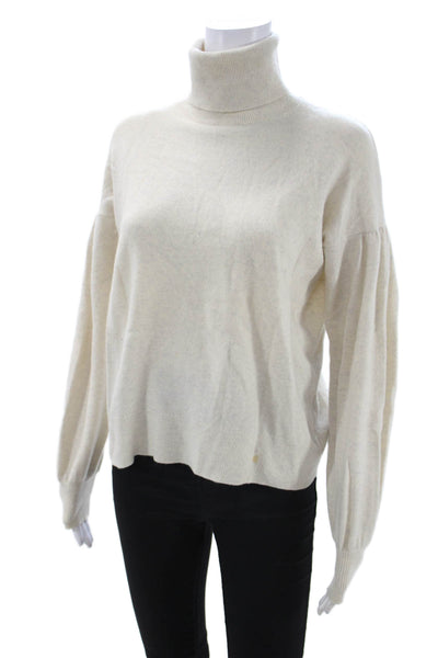 Club Monaco Women Pullover Cashmere Blend Turtleneck Ivory Long Sleeve Size XS
