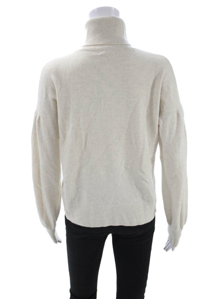 Club Monaco Women Pullover Cashmere Blend Turtleneck Ivory Long Sleeve Size XS