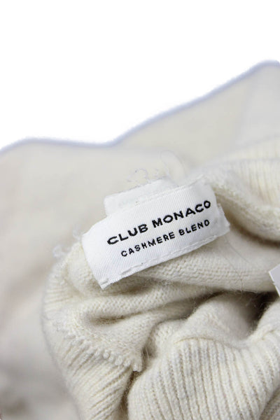 Club Monaco Women Pullover Cashmere Blend Turtleneck Ivory Long Sleeve Size XS