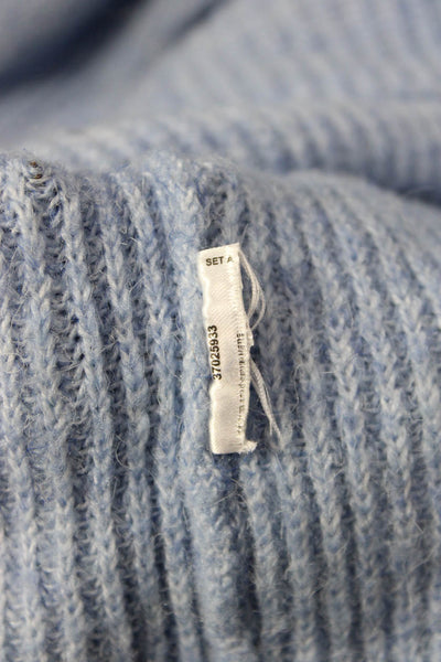 MNG Women Blue Collared Pullover Sweater Acrylic Long Sleeve Size S