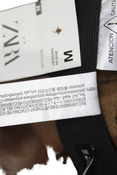 Zara Womens Polyurethane Brown Leggings Size M