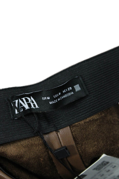 Zara Womens Polyurethane Brown Leggings Size M