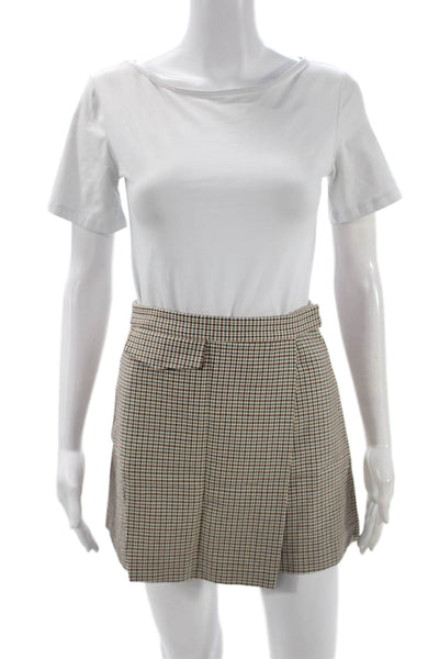 Theory Womens Multicolor Plaid Cotton Skort Short Snap Closure Size 00
