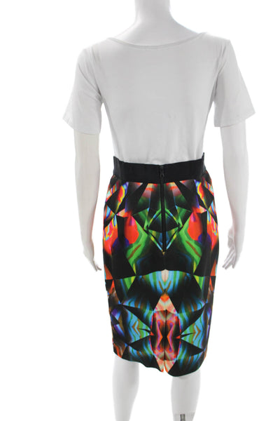 Milly Women Multicolor Geometric Polyester Straight Pencil Skirt Knee Size 4