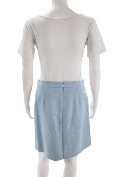 J Crew Women Wool Straight Pencil Skirt Blue Knee Length Zip Size 4 Tall