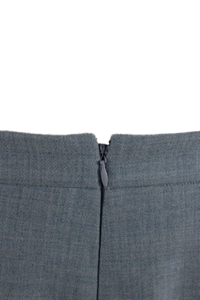 J Crew Women Wool Straight Pencil Skirt Blue Knee Length Zip Size 4 Tall