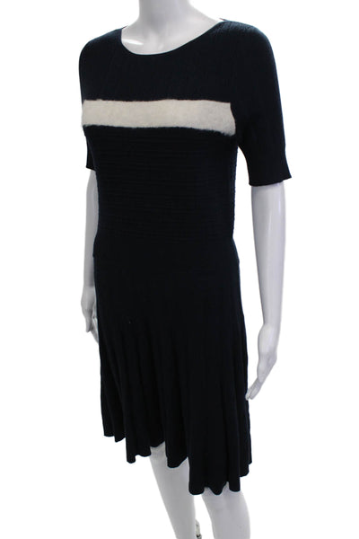 Draper James Women Sweater Dress Blue Striped Mini Half Sleeve Size M