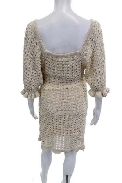 Dot & Lu Womens Sheath Dress Beige Square Neck 3/4 Sleeve Maternity Size S