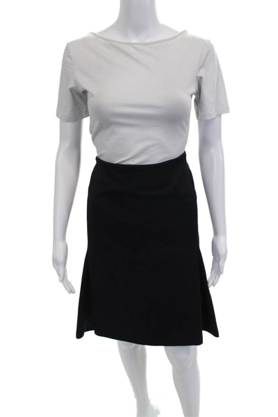 Balenciaga Womens Trumpet Wool Knee Length Skirt Black Size 38