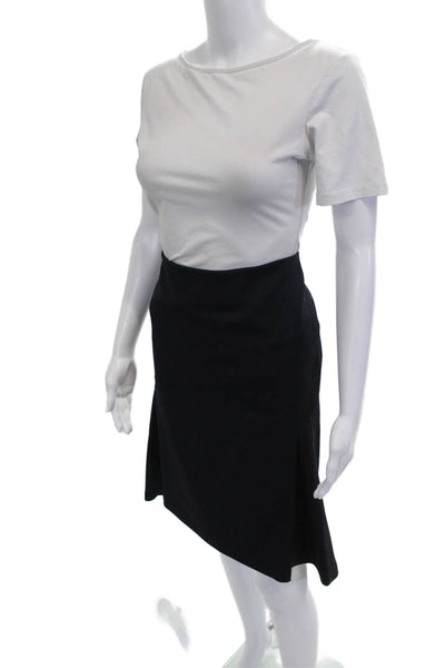 Balenciaga Womens Trumpet Wool Knee Length Skirt Black Size 38