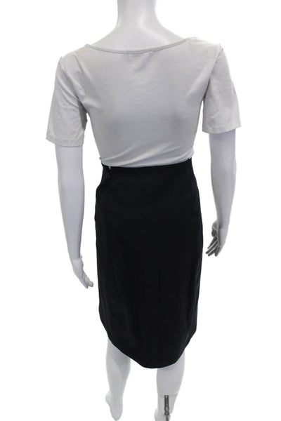 Balenciaga Womens Trumpet Wool Knee Length Skirt Black Size 38