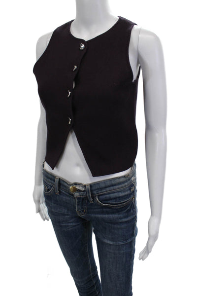 Zara Womens Purple Sleeveless Blouse Button Round Neck Viscose Size M