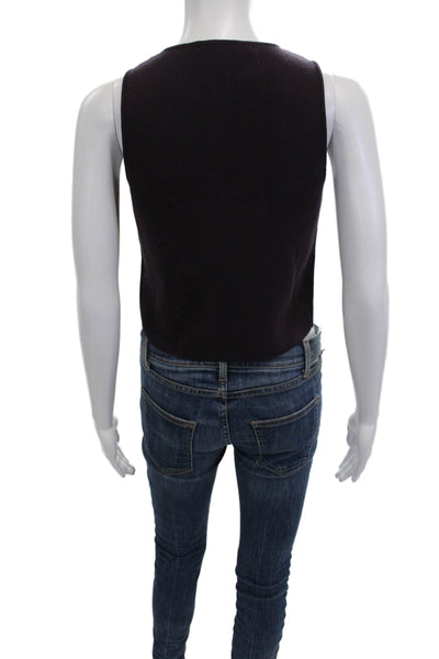 Zara Womens Purple Sleeveless Blouse Button Round Neck Viscose Size M