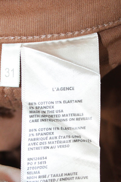 L'Agence Womens Bootcut Jeans Brown Cotton Inseam 31 Size 31